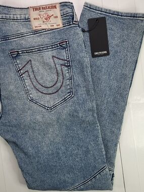 True Religion Moto Light Blue Rocco Jeans With Tags Red Stitch